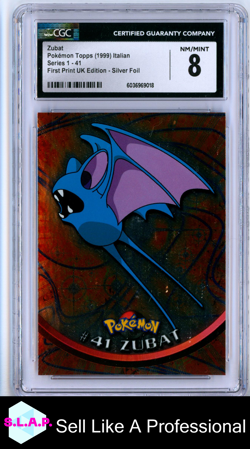 ZUBAT POKEMON TOPPS #41 1999 SERIES 1 HOLO ITALIAN CGC 8 - Image 1