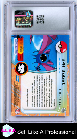 ZUBAT POKEMON TOPPS #41 1999 SERIES 1 HOLO ITALIAN CGC 8 - Image 2