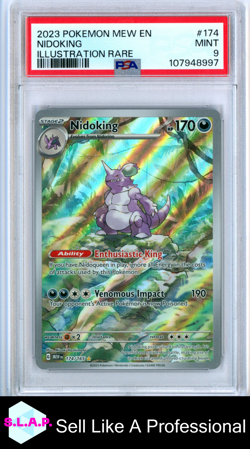NIDOKING ILLUSTRATION RARE POKEMON MEW EN-151 2023 174 PSA 9 - Image 1