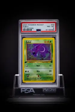 2000 POKEMON ROCKET 1ST EDITION #70 ZUBAT PSA 8 - Image 1