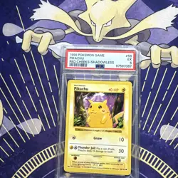 1999 Pokemon Shadowless Base Set Red Cheeks Pikachu 58 PSA 5 - Image 1