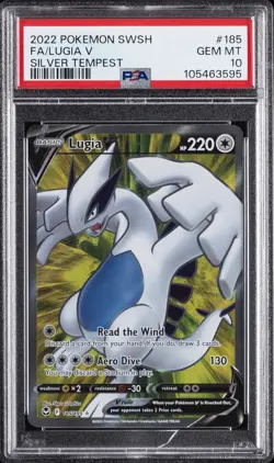 2022 POKEMON SWORD & SHIELD SILVER TEMPEST #185 FULL ART/LUGIA V PSA 10 - Image 1