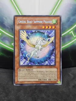 Yugioh Crystal Beast Sapphire Pegasus CT04-EN002 Secret Rare NM - Image 1