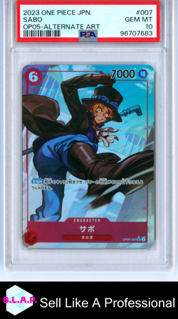 SABO ONE PIECE TCG #007 2023 OP05 HOLO JAPANESE PSA 10 - Image 1
