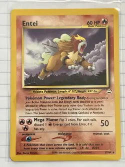 Pokemon Entei Neo Revelation Rare 60HP Unlimited 17/64 Regular English 2000 Card - Image 1