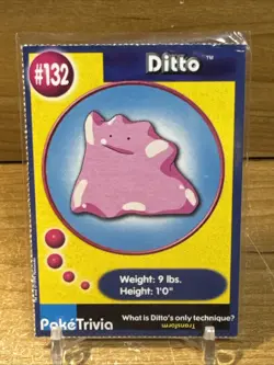 Ditto 1999 Original 151 Pokemon Burger King PokeTrivia Trading Card #132 - Image 1