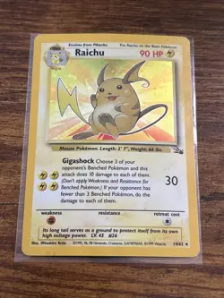 Pokemon TCG Raichu Fossil Holo Card 14/62 Rare MP Condition - Image 1