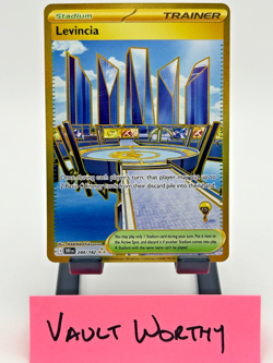 2025 Pokemon Destined Rivals #244 Levincia Hyper Rare Gold Trainer Stadium Card - Image 1