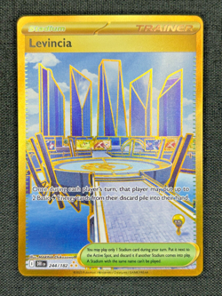 2025 Pokemon Destined Rivals #244 Levincia Hyper Rare Gold Trainer Stadium Card - Image 3