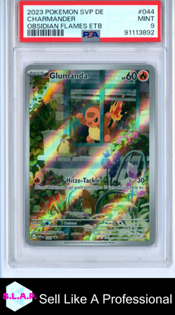 CHARMANDER POKEMON #044 2023 OBSIDIAN FLAMES ETB HOLO GERMAN PSA 9 - Image 1