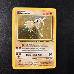 Pokemon TCG Card Hitmonlee Fossil 7/62 Holo Rare - Image 1