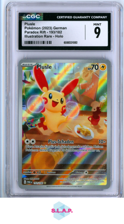 PLUSLE POKEMON 193/182 2023 PARADOX RIFT ILLUSTRATION RARE HOLO DEUTSCH CGC 9 - Image 1