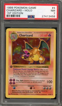 Pokemon Charizard Base Set Shadowless 1st Edition Holo Rare #4 PSA 7 - Image 1