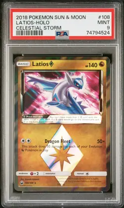 2018 Pokemon Sun & Moon Celestial Storm Latios Prism Star Holo #108 PSA 9 - Image 1