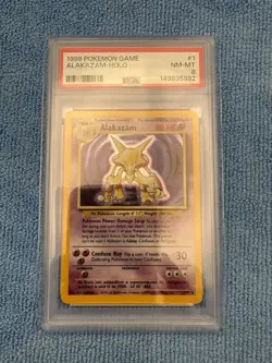 PSA 8 NM-MT Pokemon Alakazam 001/102 Base Set Holo Rare - Image 1
