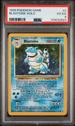 1999 POKEMON BASE SET UNLIMITED #2 BLASTOISE-HOLO PSA 4 - Image 1