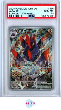 GIGALITH ILLUSTRATION RARE POKEMON GERMAN WHT DE-WHITE FLARE 2025 129 PSA 10 - Image 1
