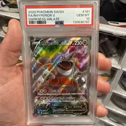 Pokemon TCG Rhyperior V Darkness Ablaze 181/189 Holo Full Art psa 10 - Image 1