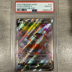 Pokemon TCG Rhyperior V Darkness Ablaze 181/189 Holo Full Art psa 10 - Image 3