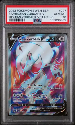 2022 POKEMON SWSH BLACK STAR PROMO #297 FULL ART/HISUIAN ZOROARK V PSA 10 GEM MT - Image 1
