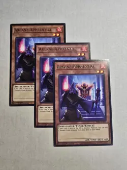 Yugioh! 3x Arcane Apprentice PHRE-EN057 Rare 1st Ed NM x3 - Image 1