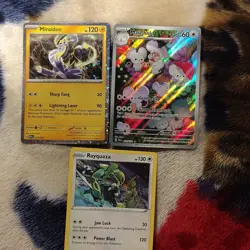 Pokemon TCG Card Lot Miraidon Maushold Rayquaza Holo PAL M24h 3 Cards - Image 1
