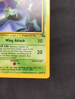 Pokemon Cards: Fossil 1st Edition Uncommon: Golbat 34/62 - Image 4