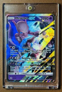 Mewtwo GX SM196 Detective Pikachu Ultra Rare Holo Promo Pokemon Card Near Mint - Image 1