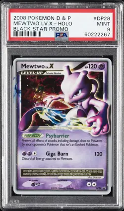 2008 POKEMON DIAMOND & PEARL BLACK STAR PROMO #DP28 MEWTWO LV.X-HOLO PSA 9 - Image 1