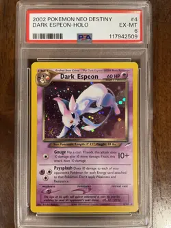 Pokemon TCG Dark Espeon Neo Destiny Holo Unlimited Rare Card 4/105 PSA 6 - Image 1