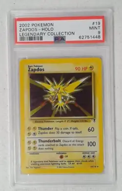 1x V0356: 2002: Zapdos: 19/110: Legendary Collection: Holo Rare: PSA: 9: Mint: - Image 1