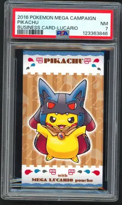 Pokemon Cards - PSA 7 Pikachu Mega Lucario Poncho Business Card - BC Mega NM - Image 1