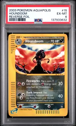 2003 POKEMON AQUAPOLIS #15 HOUNDOOM-REVERSE FOIL PSA 6 - Image 1