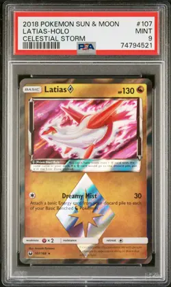 2018 Pokemon Sun & Moon Celestial Storm Latias Prism Star Holo #107 PSA 9 - Image 1