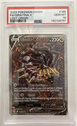 2022 Pokemon Lost Origin SWSH Giratina V #186/196 Holo Alt Art PSA 10 - TCCCX - Image 1