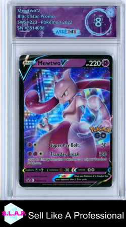 MEWTWO V POKEMON SWSH223 2022 BLACK STAR PROMO HOLO ENGLISH ARRKEZON 8 - Image 1