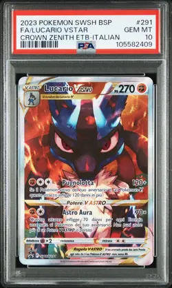 Pokemon PSA 10 Lucario Vastro #291 Full Art Zenit Regale ETB Promo 2023 Italiano - Image 2
