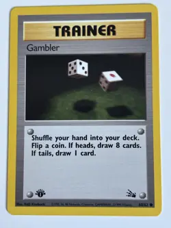 Pokemon TCG Gambler Fossil 60/62 1st Edition Common Trainer Regular English 1999 - Image 1