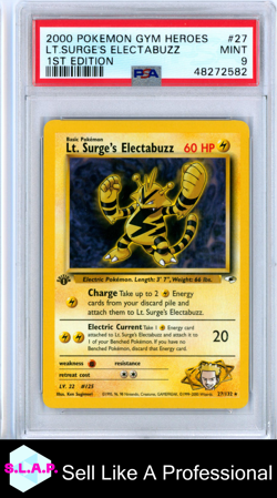LT. SURGE'S ELECTABUZZ POKEMON #27 2000 GYM HEROES NON-HOLO ENGLISH PSA 9 - Image 1