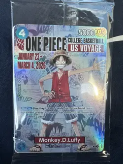 One Piece Monkey D. Luffy US Voyage College Basketball Promo Card - SEALED - Image 1