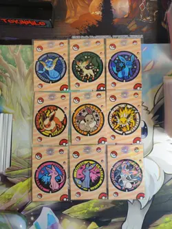 Set Of 9 Eeveelution Cracked Ice Holo Database Cards NM - Image 1