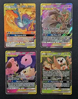 Pokemon TAG TEAM GX Lot (4 Cards) – Heavy Play / Damaged – See Photos - Image 1
