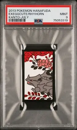 Pokemon Rhyhorn & Exeggcute Rare Pokemon Hanafuda Card TCG - PSA 9 Mint - Image 1