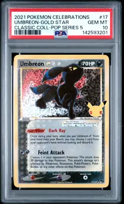 2021 POKEMON CELEBRATIONS CLASSIC COLL #17 UMBREON-GOLD STAR PSA 10 - Image 1