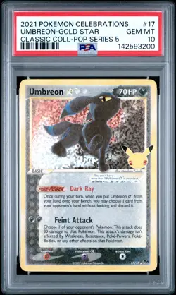 2021 POKEMON CELEBRATIONS CLASSIC COLL #17 UMBREON-GOLD STAR PSA 10 - Image 1