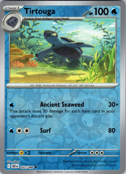 ⚫Pokemon - Tirtouga - Reverse Holo - 022/086 - SV: Black Bolt - (NM)⚫ - Image 1