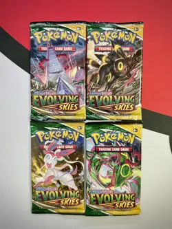 NEW SEALED Pokemon Evolving Skies Booster Pack Full Art Set x4 - Image 1