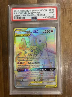 Graded PSA 9 2019 Pokemon Sun & Moon FA/Grdvr & Slvn GX Unbroken Bonds #225 - Image 1