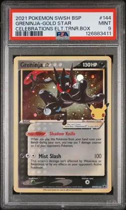 2021 POKEMON SWSH BLACK STAR PROMO #144 GRENINJA-GOLD STAR PSA 9 - Image 1