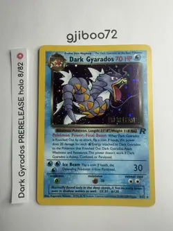Pokemon Dark Gyarados 8/82 WotC Team Rocket Prerelease Holo Rare Promo NM - Image 1